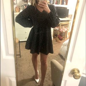 Black and white polkadot baby doll dress